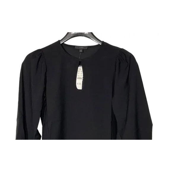 NWT J. Crew Keyhole Puff Long Sleeve Drapey Crepe Blouse Key Hole MT Black #3005 - Picture 3 of 13